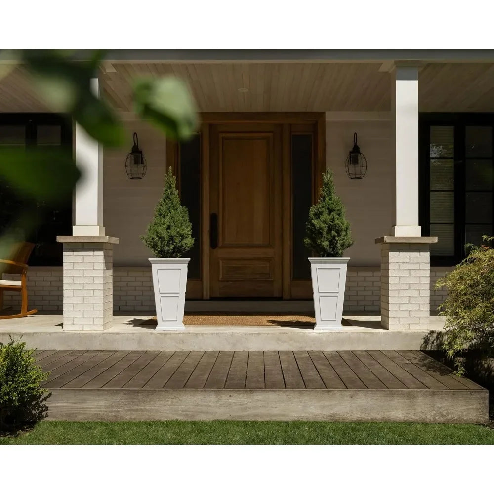 Tall Plastic Planter - Large Outdoor Planter for Front Porch | Crack Resistant All-Weather Use