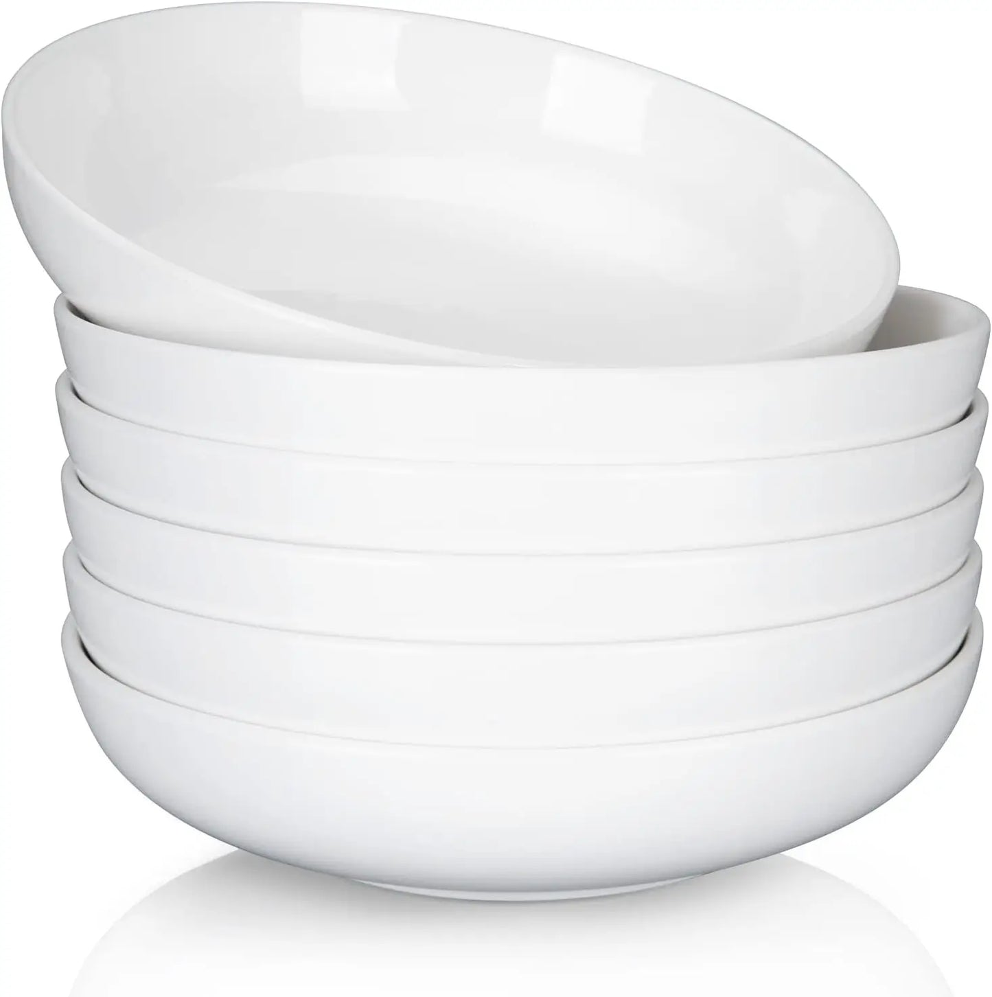 22 Ounce Porcelain Pasta Bowls Set 6 Pack Premium Ceramic Large Capacity Plates for Salad and Soup, Serving Bowl,Dishwasher Safe