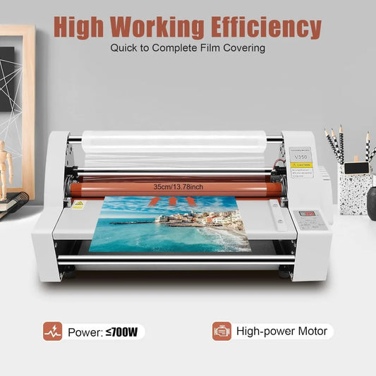 Electronic Laminating Machine 4-Roller V350 Laminator Machine 110V 350MM Roll Laminator Hot/Cold Lamination Sheets