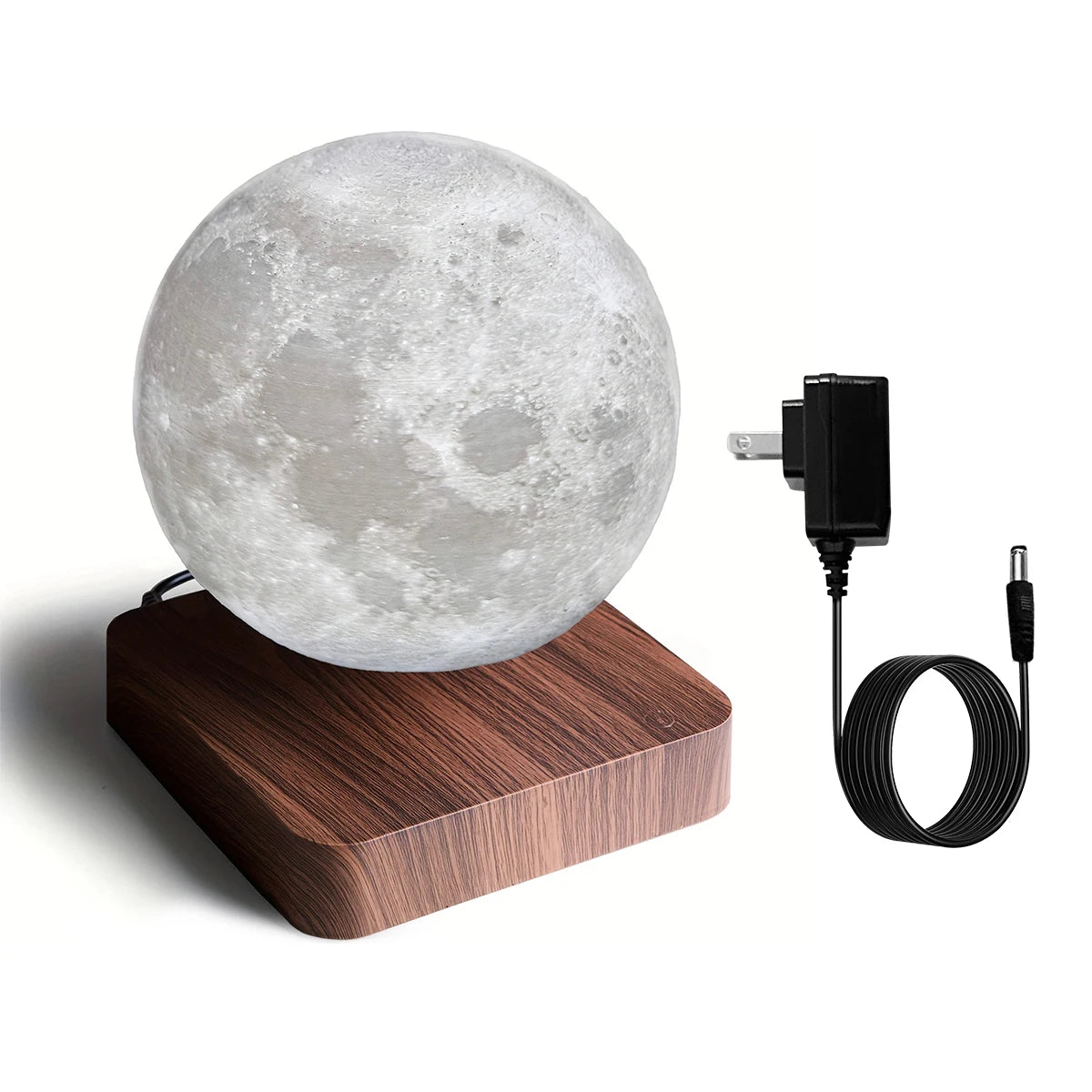 Magnetic Floating Rotating Moon Lamp with Wooden Base, 3 Color Temperature LED Night Lights of Print 3D for Unique Gifts, Room