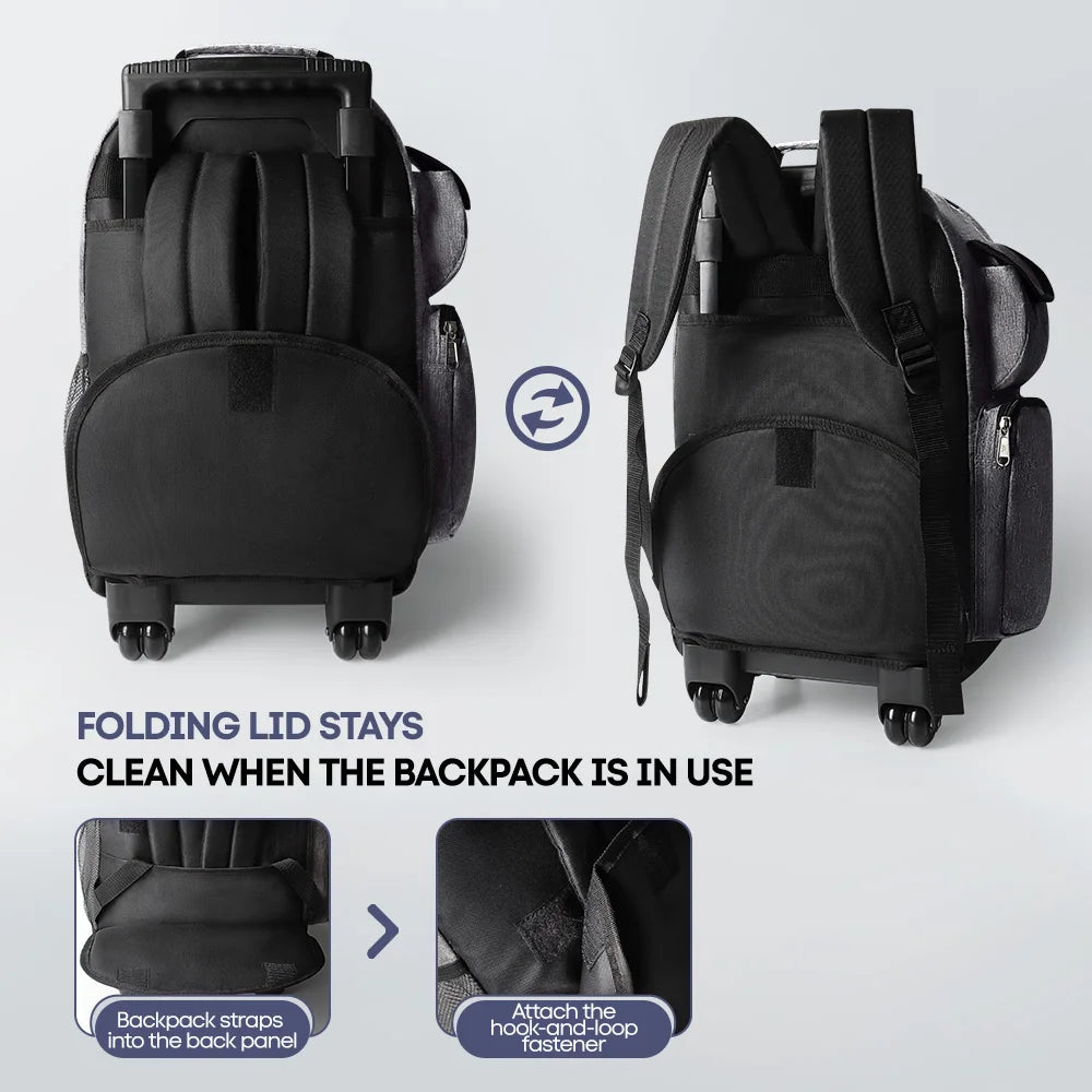 New York XPress 20 inch Travel Backpack With Wheels Hidden Pull Rod Carry On Luggage Weekend Travel Bag For Men Business Trip