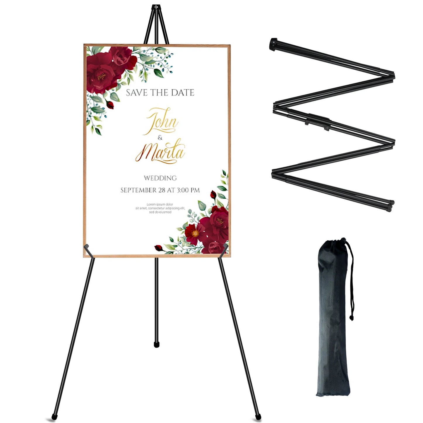 Display Easel Stand,Portable Tripod,63" Foldable,with Storage Bag,for Posters,Paintings,Artwork,etc Exhibitions,2 PC