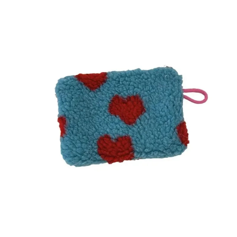 Heart Printed Cute Small Lipstick Cosmetic Bag Travel Makeup Organizer Toiletry Storage Bag Pouch Card Holder Purse Bags