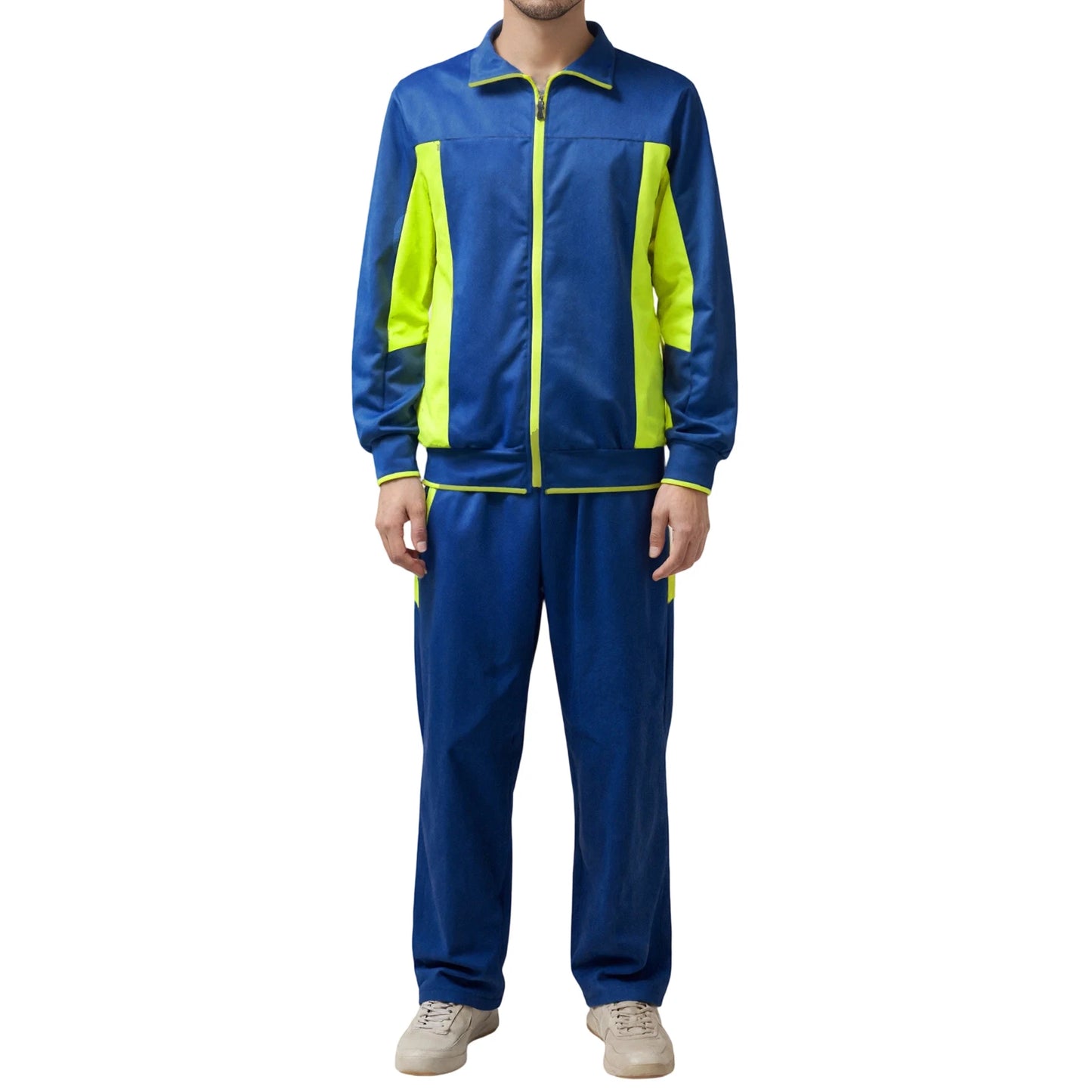 Men s 2 Piece Tracksuit Set with Long Sleeve Sweatshirt and Contrast Color Pants for Training and Active Wear