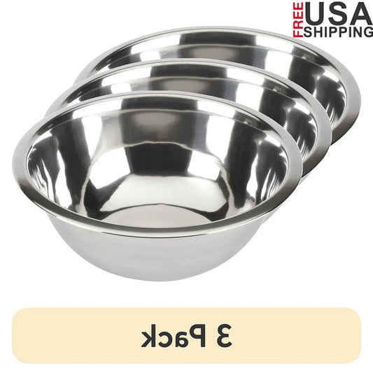 3 Pack Stainless Steel Mixing Bowls Set Multi Purpose Kitchen Bowl Durable Non Stick Mixing Whipping Tossing Salad Bowl