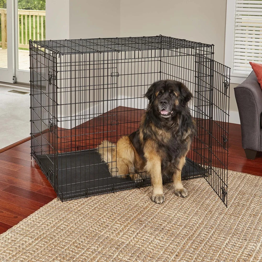 XXL Double Door Durable Metal Wire Dog Crate Large Breeds Great Dane Mastiff St Bernard Heavy Duty Easy Clean Secure Assembly