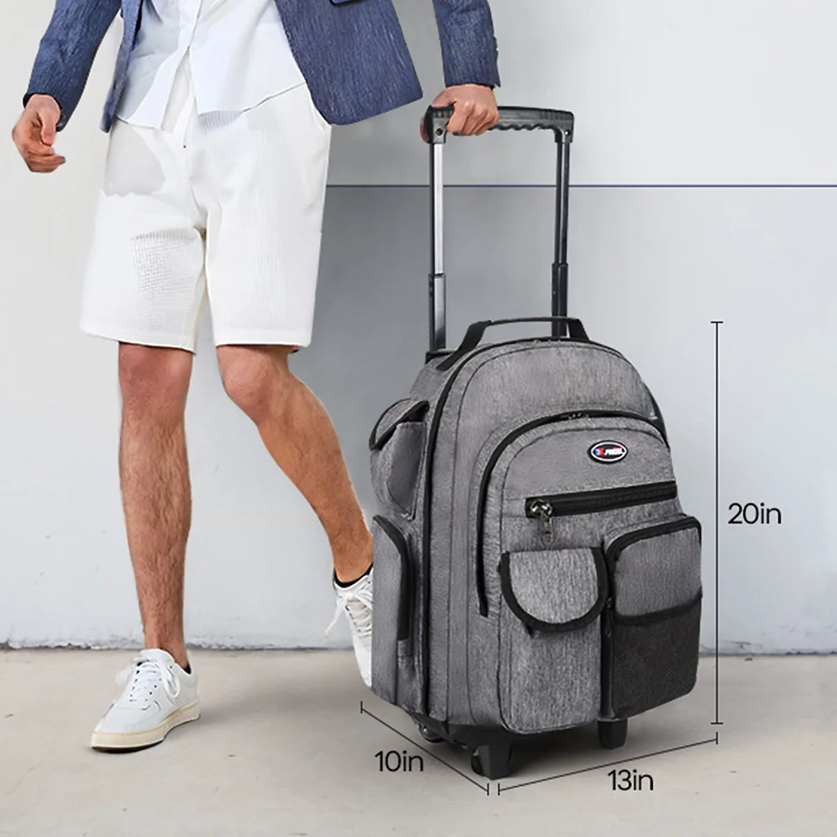 New York XPress 20 inch Travel Backpack With Wheels Hidden Pull Rod Carry On Luggage Weekend Travel Bag For Men Business Trip