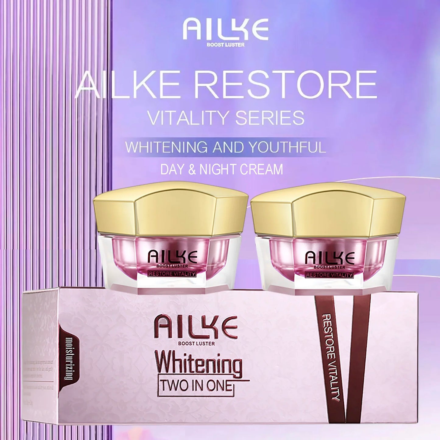 AILKE Lightenin Anti-Wrinkle Face Cream With Collagen, Hyaluronic Acid, Whitening Skin Care Women Facial Moisturizer Set