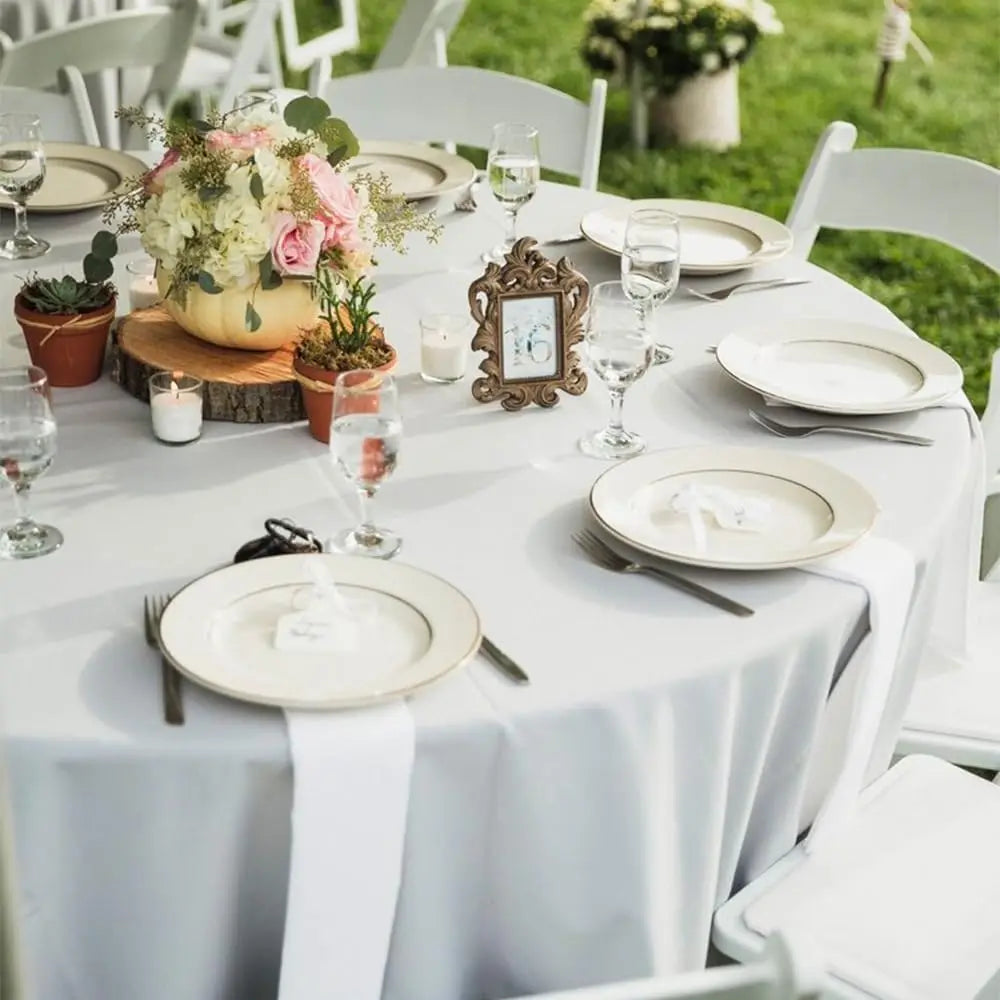 10 Pack Round Tablecloth White 120 Inch, Stain Resistant and Wrinkle Polyester Table Cloth, Washable Table Cover