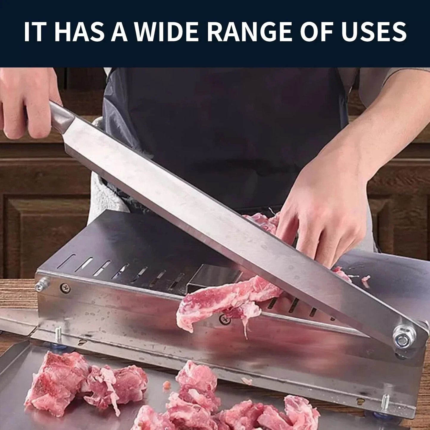 Manual Meat Slicer Bone Cutter Stainless Steel Food Cutter Slicing Machine Adjustable Multifunction Cutting Knife Kitchen Tools