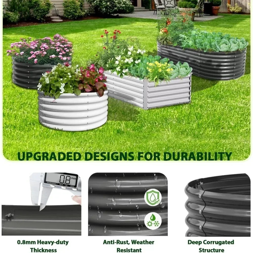 8X4X2 ft Galvanized Raised Garden Beds Outdoor, Oval Large Metal Deep Root Planter Box for Planting Vegetables Flowers Herb