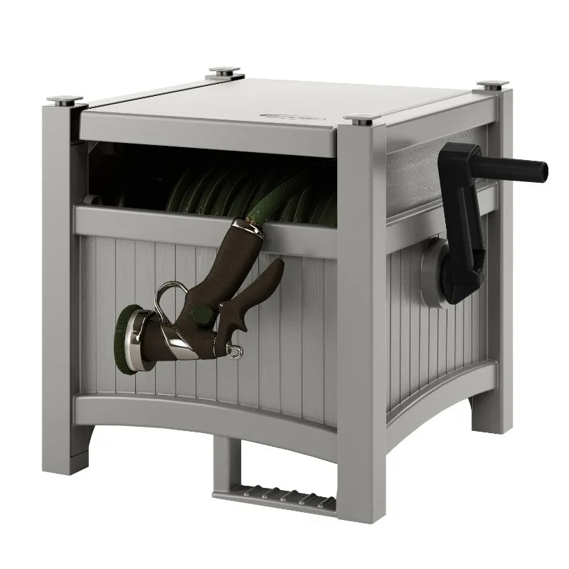 100-foot Hose Hidden Reel, Durable for Patio Garden Backyard Use