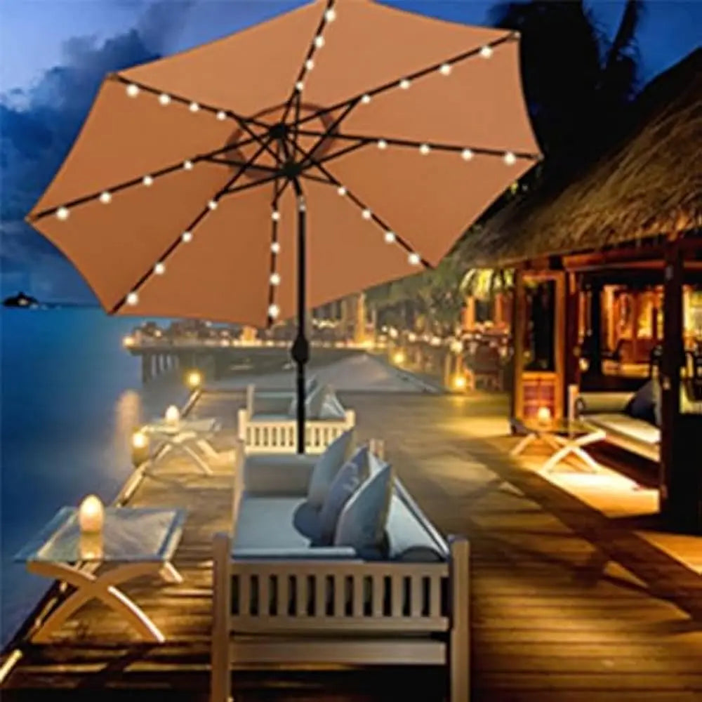Lighted Patio Umbrella, Table Market Umbrella, Outdoor Umbrella for Garden, Deck, Backyard, Pool and Beach，9 Ft