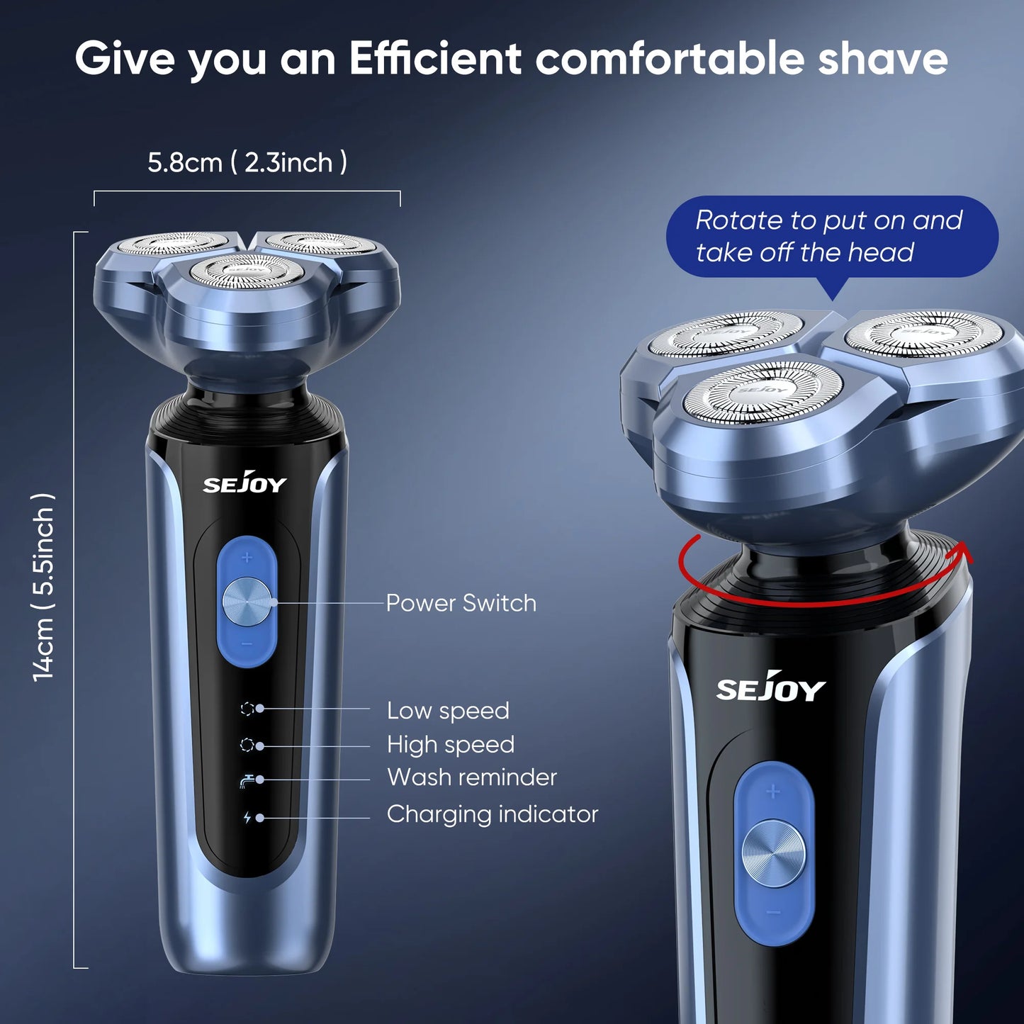 SEJOY Rotary Electric Shaver Kit Rechargeable Multi-function Beard Shaving Nose Hair Trimmer Three-head Floating Razor